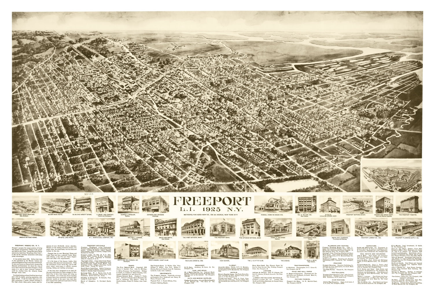 Vintage Map of Freeport, New York 1925