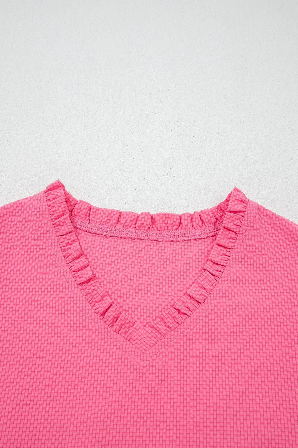 Flower Embroidered Puff Sleeve Frilled V-Neck Blouse