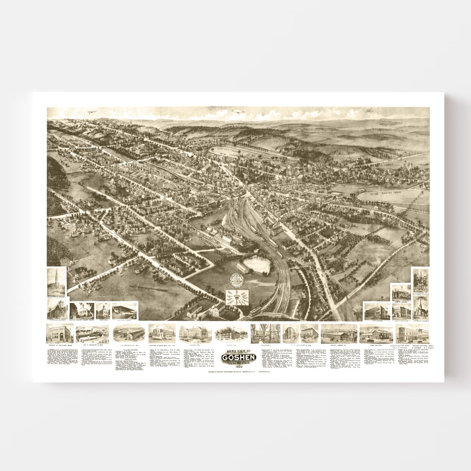 Vintage Map of Goshen, New York 1922