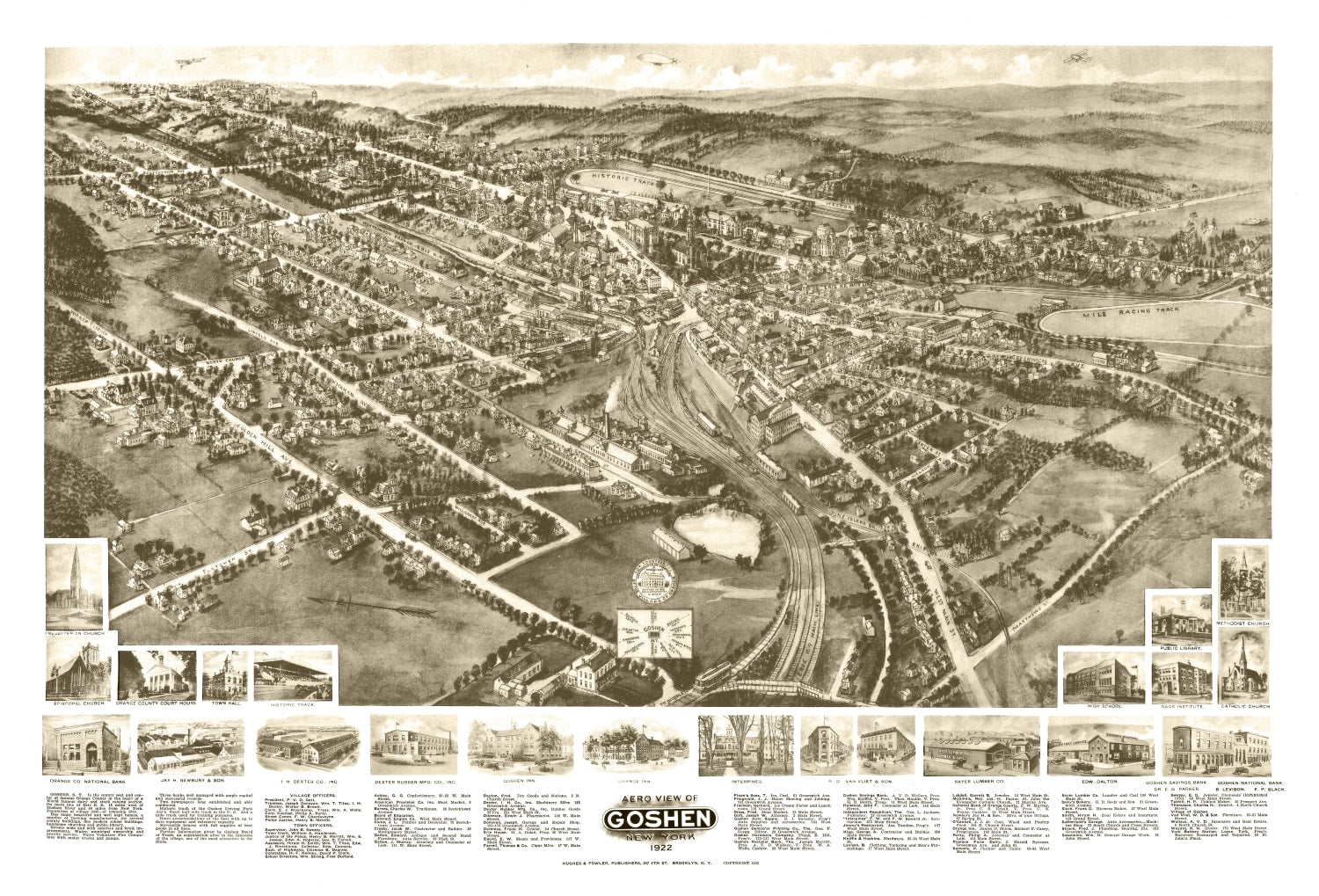 Vintage Map of Goshen, New York 1922