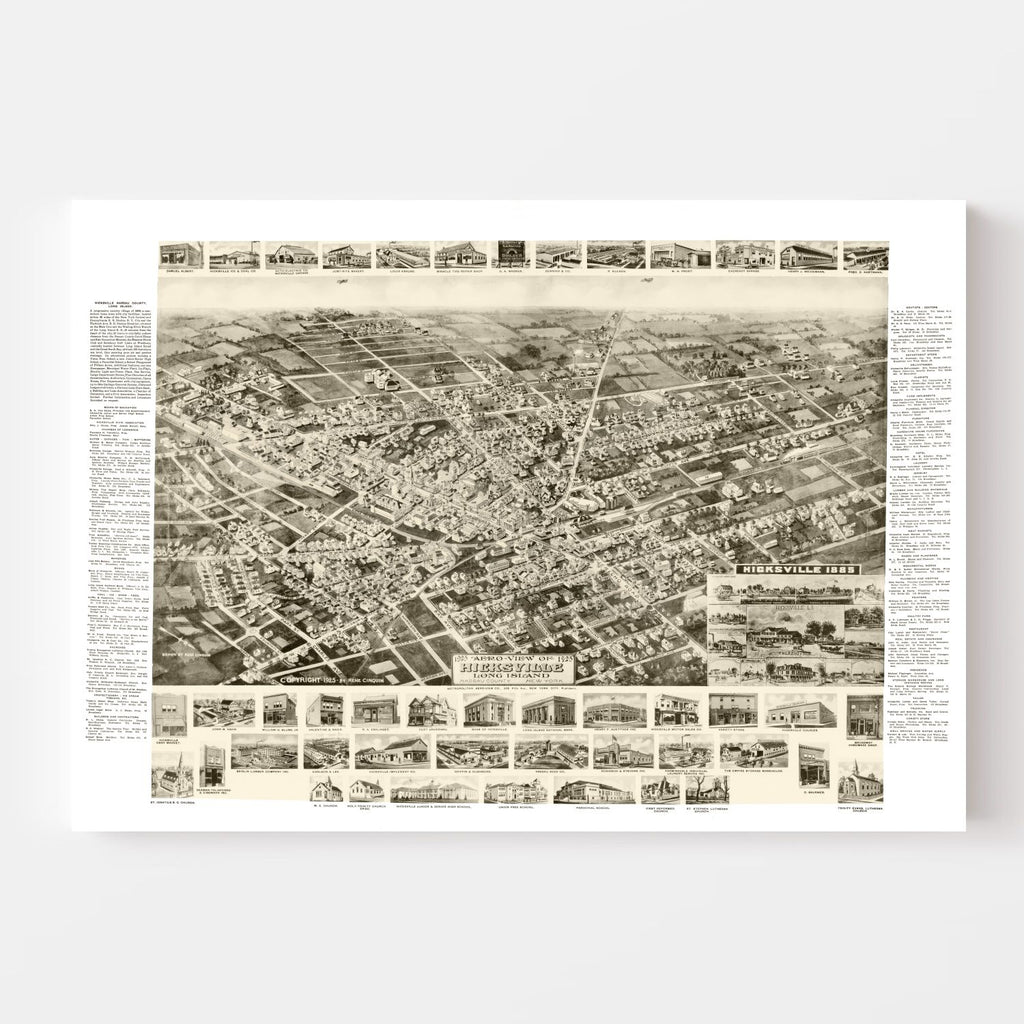 Vintage Map of Hicksville, New York 1925