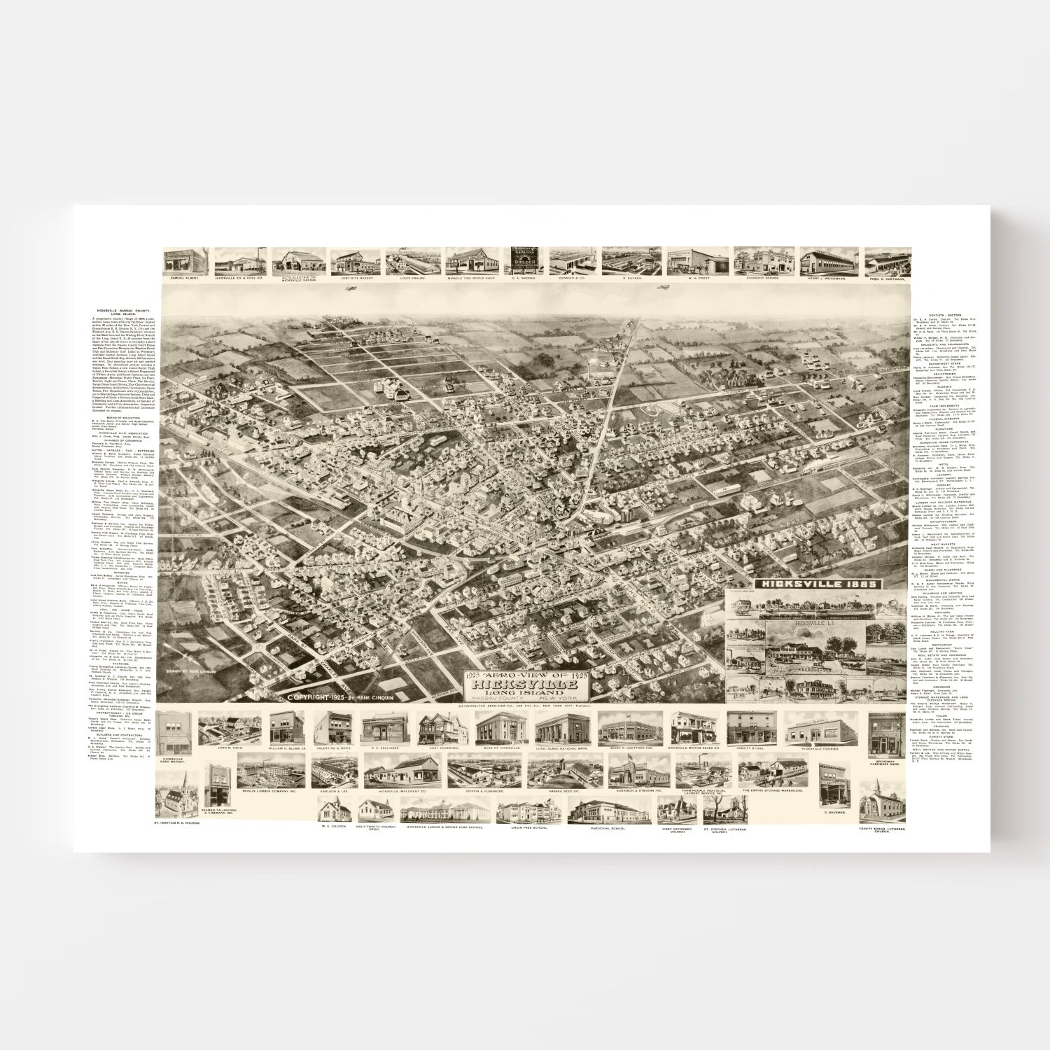 Vintage Map of Hicksville, New York 1925