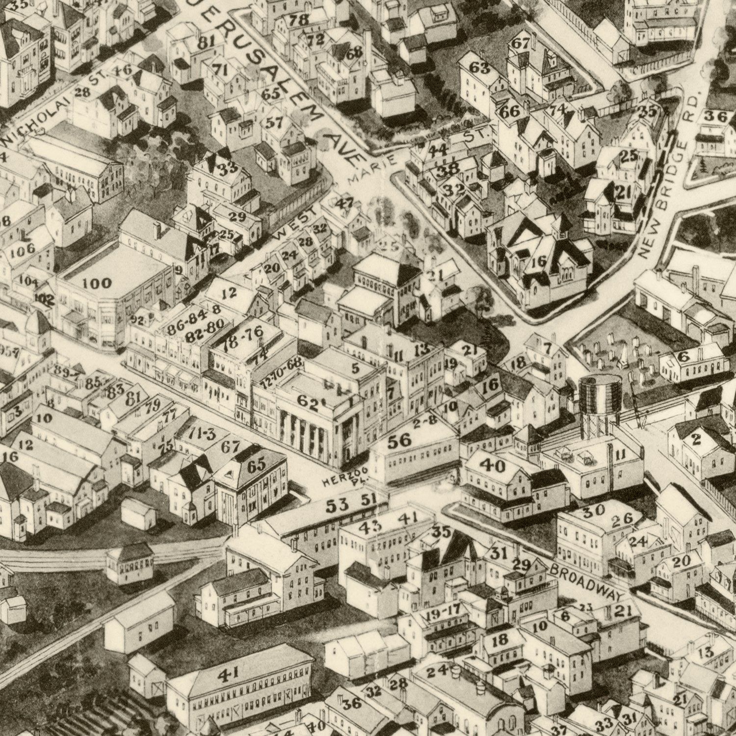Vintage Map of Hicksville, New York 1925