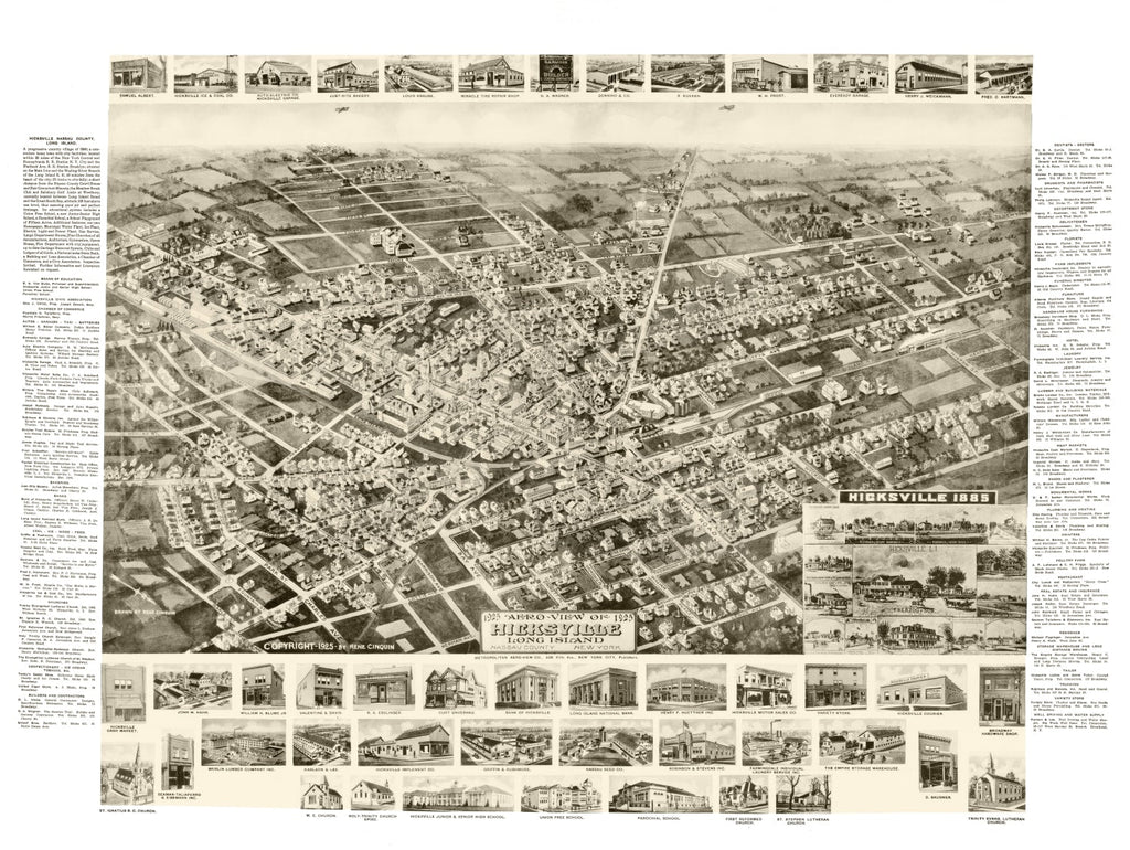 Vintage Map of Hicksville, New York 1925