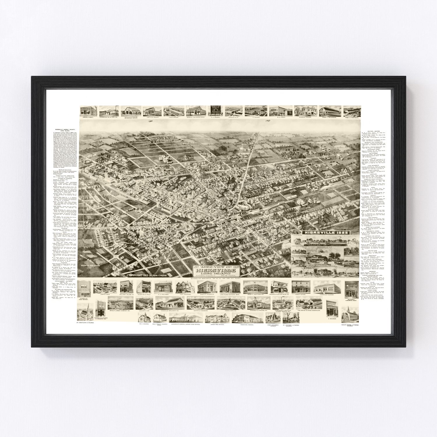 Vintage Map of Hicksville, New York 1925