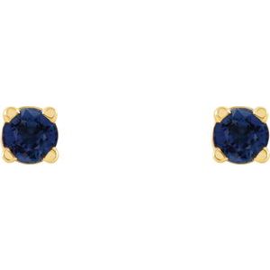 14K Yellow Gold 2.5 mm Natural Blue Sapphire Earrings – image 2