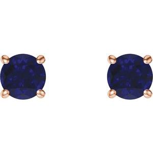14K Rose Gold 5 mm Natural Blue Sapphire Earrings – image 2