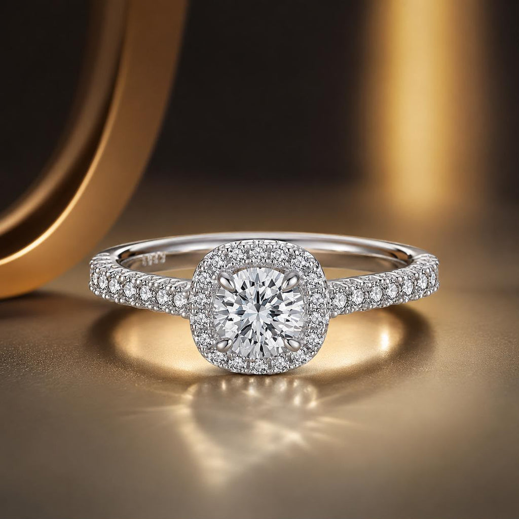 925 Sterling Silver Moissanite 0.5 Carat Ring for Women - Size 6