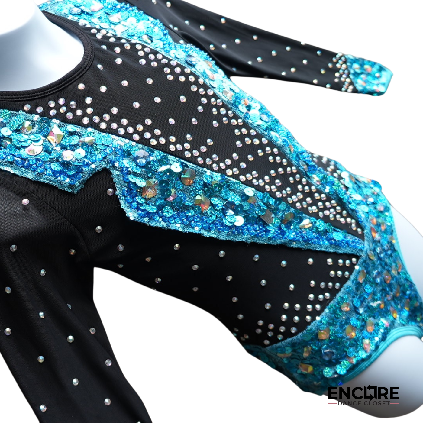 Tuxedo-Inspired Turquoise and Black Leotard