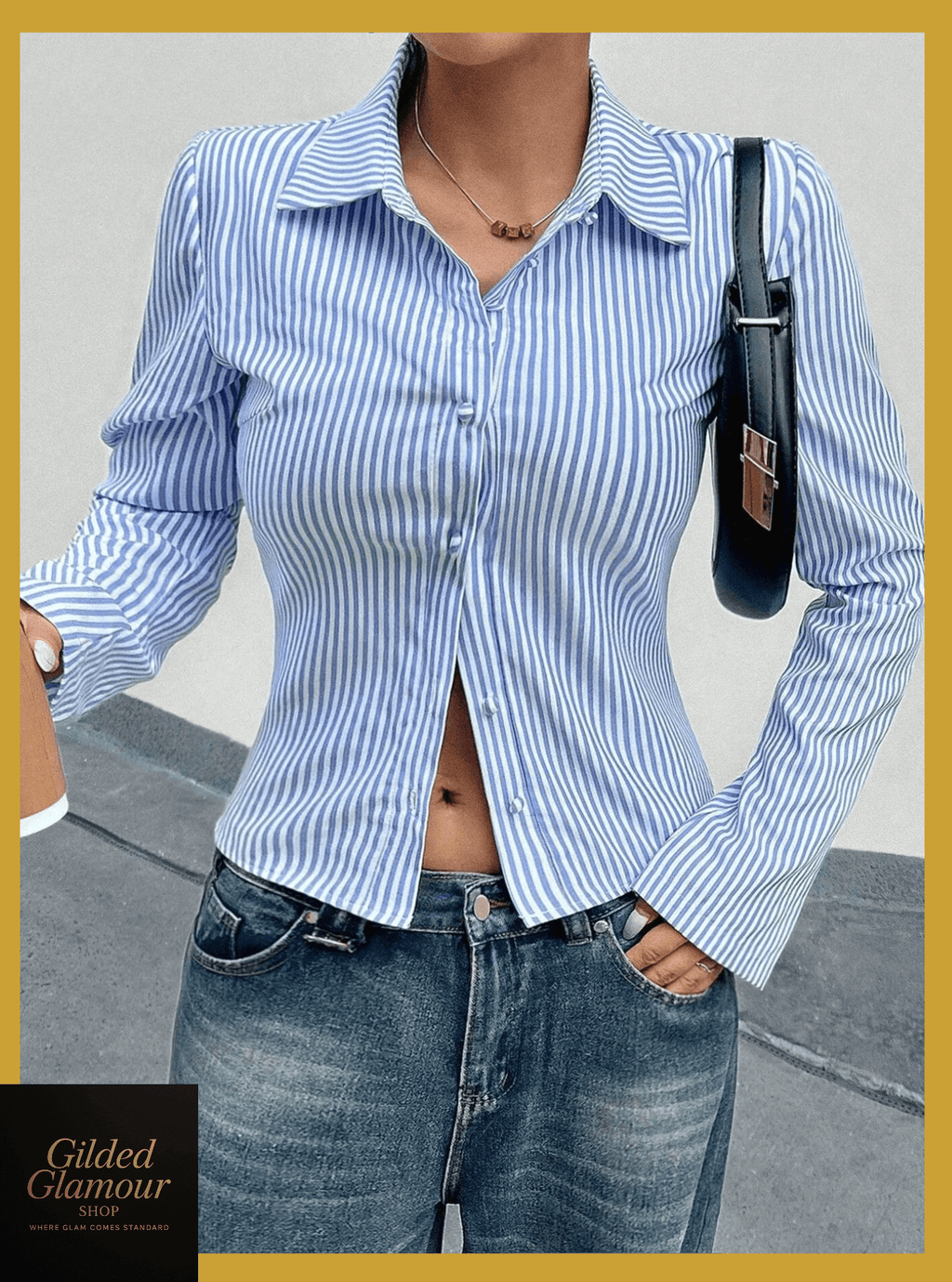Striped Button Up Long Sleeve Shirt