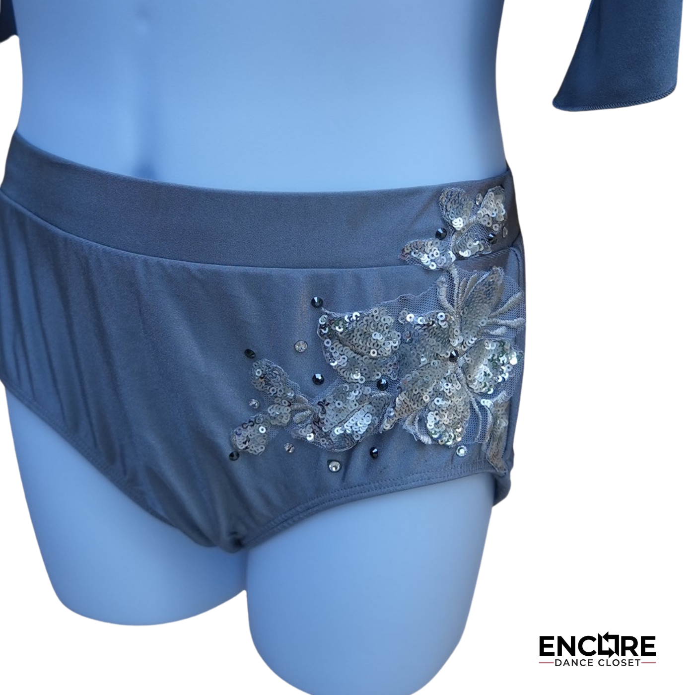 Gray Two-Piece with Silver Appliques