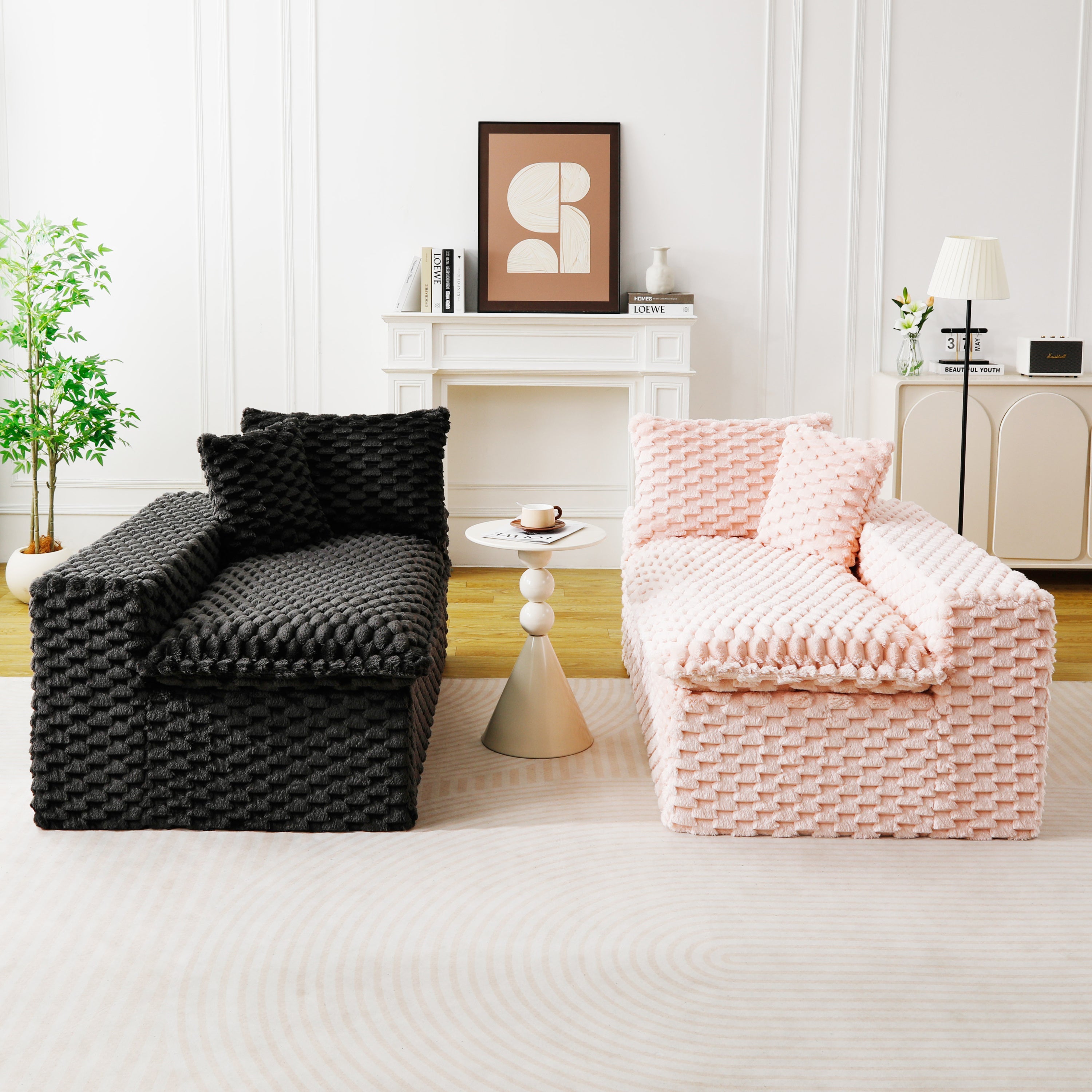 Luxury Color-Block Turtle Velvet Multifunctional Sofa - Arrangeable in Single Row, Side-by-Side or Facing Each Other, Stylish Living Room Furniture for Cozy Home Decor