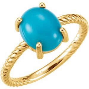 14K Yellow Gold Natural Turquoise Ring