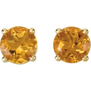 14K Yellow Gold 6 mm Natural Citrine Earrings – image 2