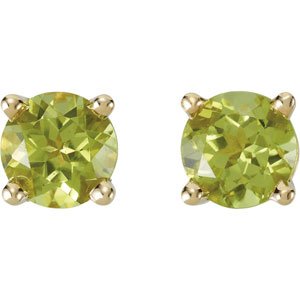 14K Yellow Gold 5 mm Natural Peridot Earrings – image 2