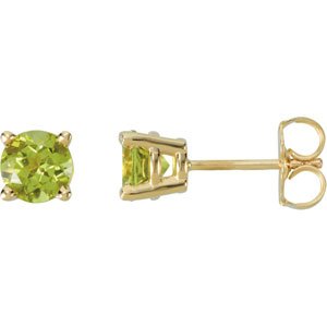 14K Yellow Gold 5 mm Natural Peridot Earrings
