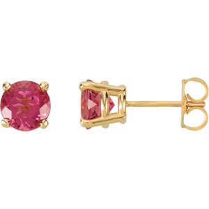 14K Yellow Gold 6 mm Natural Pink Tourmaline Earrings – image 2