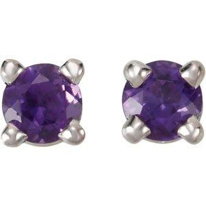 14K White Gold Natural Amethyst Earrings – image 2