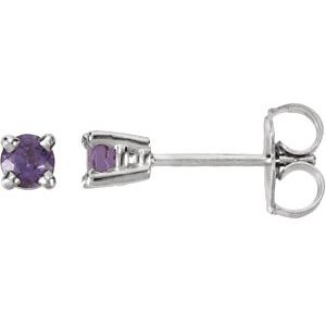 14K White Gold Natural Amethyst Earrings