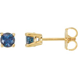 14K Yellow Gold 4 mm Lab-Grown Alexandrite Earrings