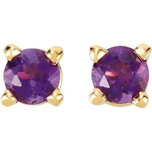 14K Yellow Gold Natural Amethyst Earrings – image 2