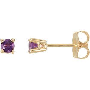 14K Yellow Gold Natural Amethyst Earrings