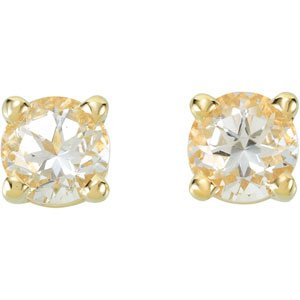 14K Yellow Gold Natural White Sapphire Earrings – image 2