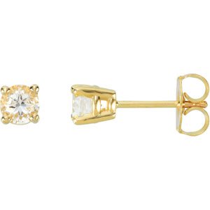 14K Yellow Gold Natural White Sapphire Earrings