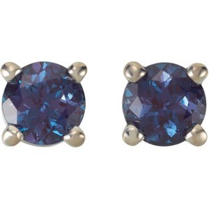 14K White Gold 5 mm Lab-Grown Blue Sapphire Earrings – image 2