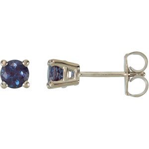 14K White Gold Lab-Grown Alexandrite Earrings – image 2