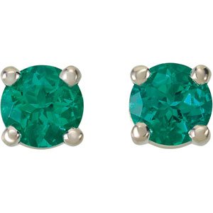 14K White Gold Lab-Grown Emerald Earrings – image 2