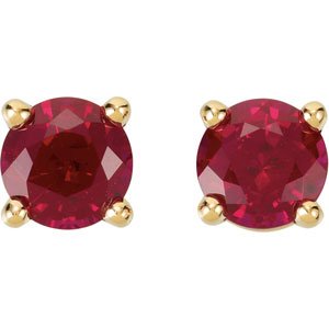 14K Yellow Gold 5 mm Lab-Grown Ruby Earrings – image 2