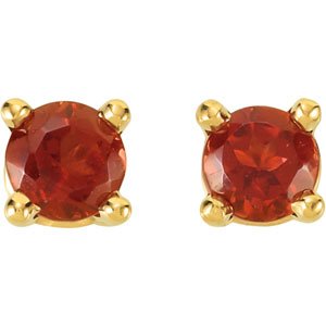 14K Yellow Gold 3 mm Natural Mozambique Garnet Earrings – image 2