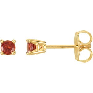 14K Yellow Gold 3 mm Natural Mozambique Garnet Earrings