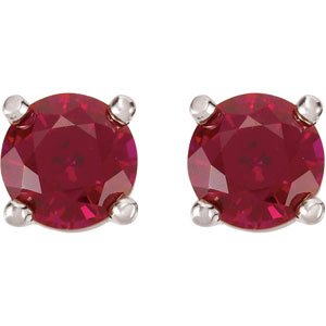 14K White Gold 5 mm Lab-Grown Ruby Earrings – image 2