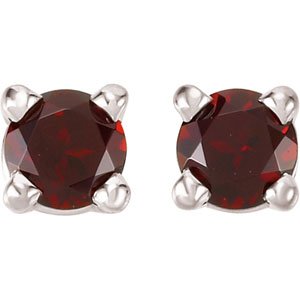 14K White Gold 3 mm Natural Mozambique Garnet Earrings – image 2