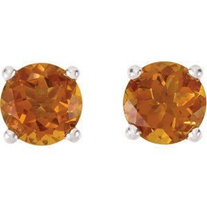 14K White Gold 6 mm Natural Citrine Earrings – image 2