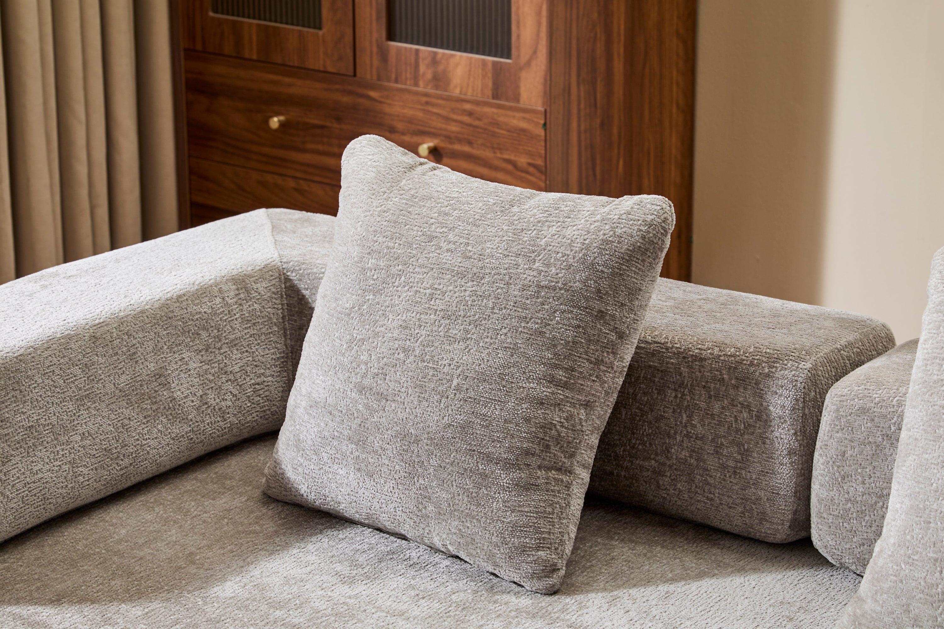Floor Couch,Compression Sofa,Convertible Floor Sofa Bed-with Pillow Back Support Armrest,Comfy Futon Couch Lounge Sleeper Bed,Chenille fabric,for Living Room Bedroom (LIGHT-GREY)