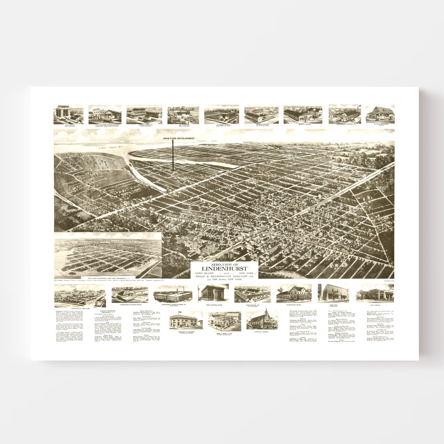Vintage Map of Lindenhurst, New York 1926