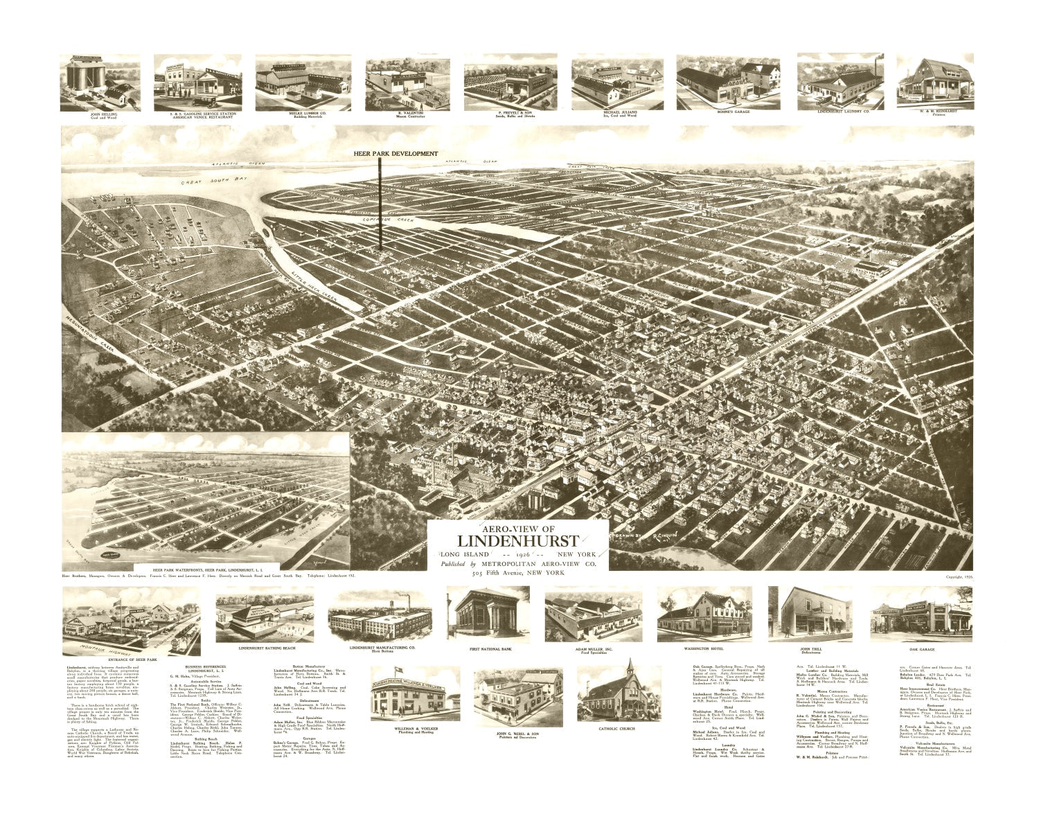 Vintage Map of Lindenhurst, New York 1926