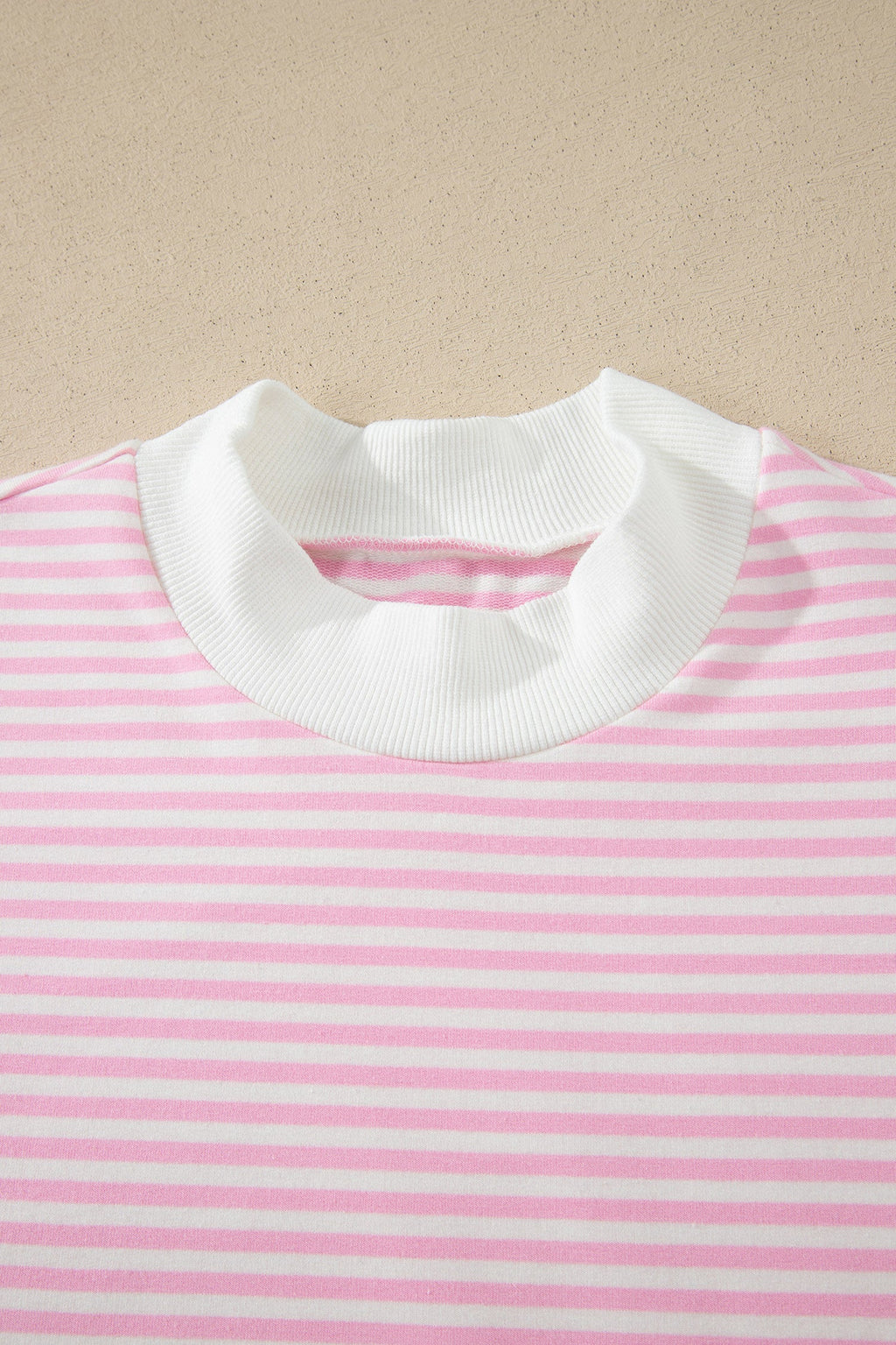 Stripe Mock Neck Cuffed Sleeve Tee Dress