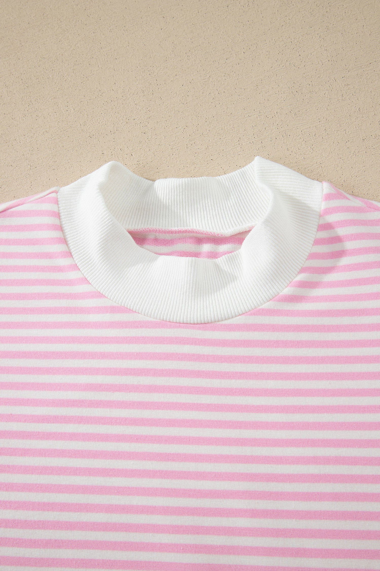 Stripe Mock Neck Cuffed Sleeve Tee Dress