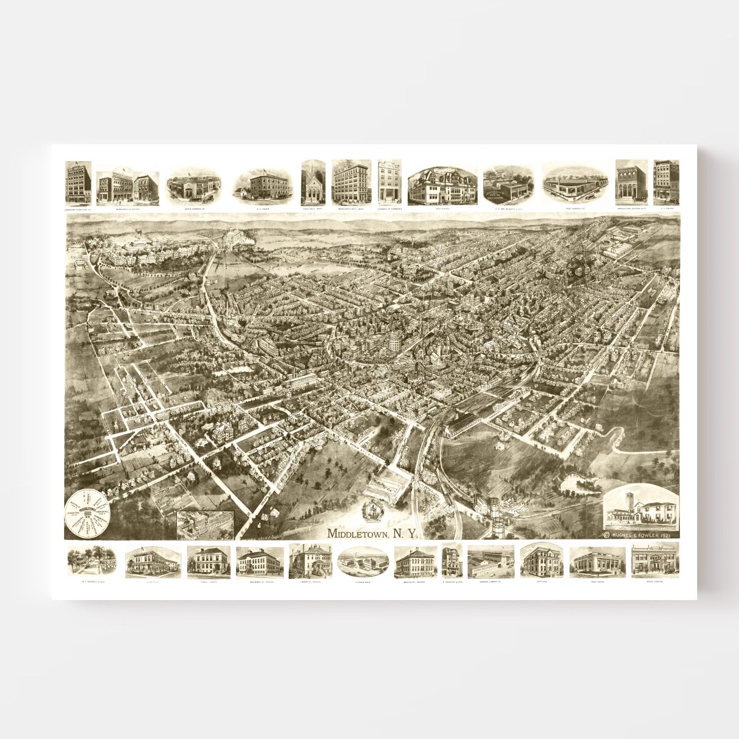 Vintage Map of Middletown, New York 1921