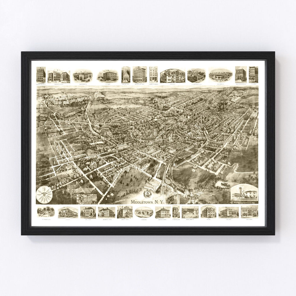 Vintage Map of Middletown, New York 1921