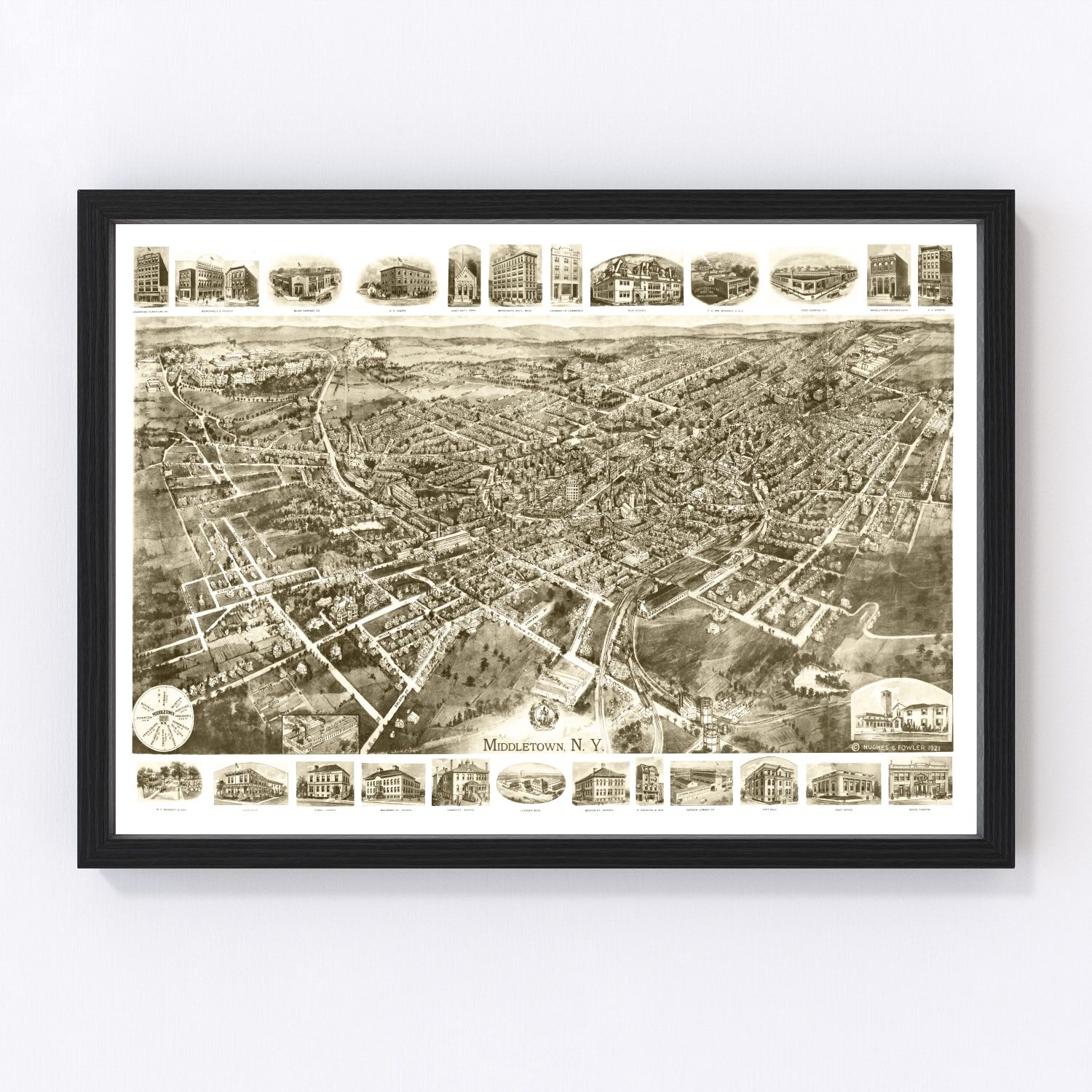 Vintage Map of Middletown, New York 1921