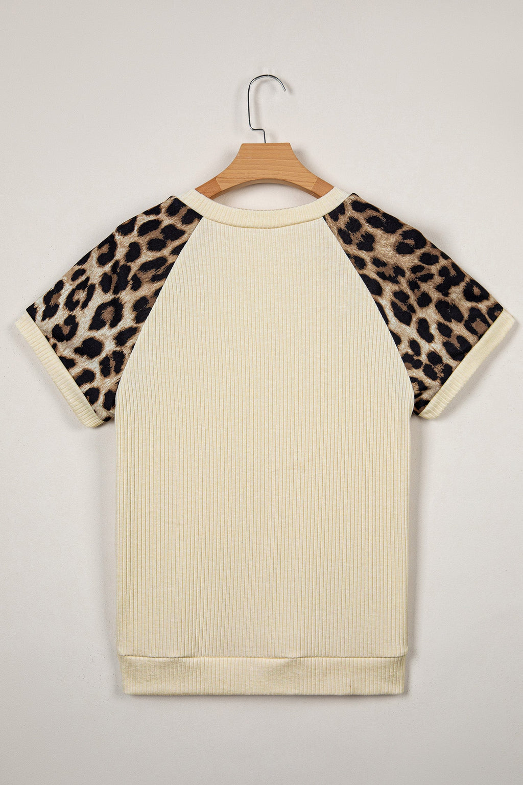 Leopard Colorblock Ribbed Raglan Short Sleeve Tee