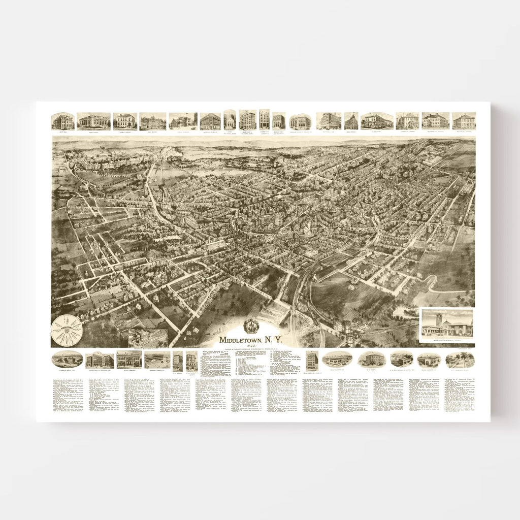 Vintage Map of Middletown, New York 1922