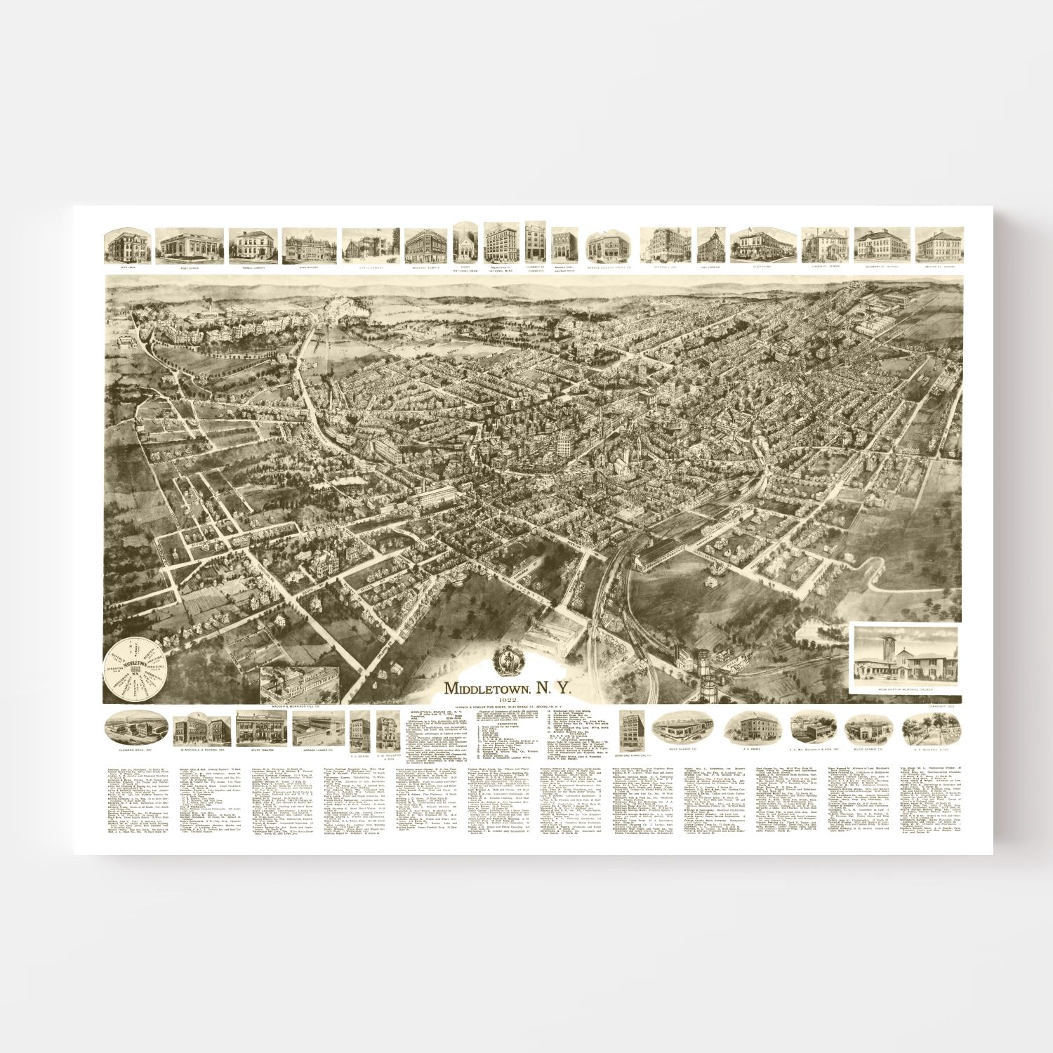 Vintage Map of Middletown, New York 1922
