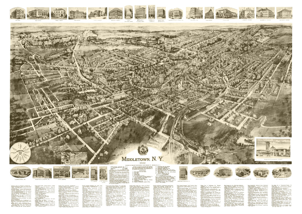 Vintage Map of Middletown, New York 1922