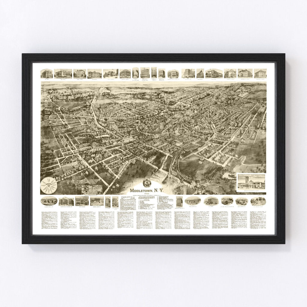 Vintage Map of Middletown, New York 1922